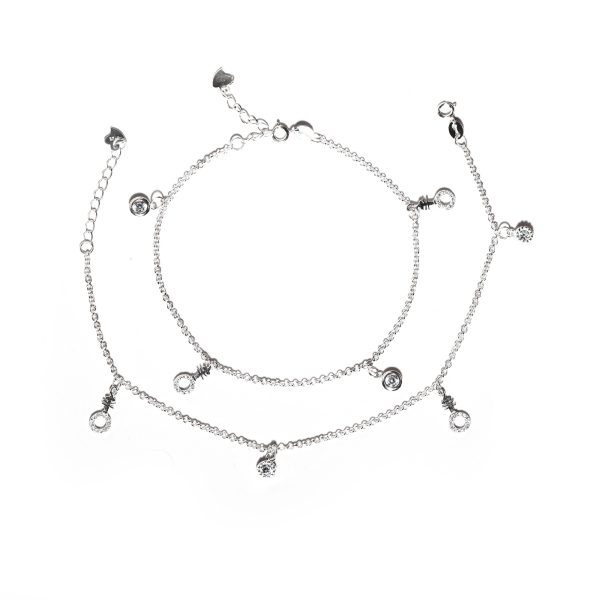 Silver 925 Sterling Silver Stone Charm Anklet for Womens Girls handmade Anklet Payal