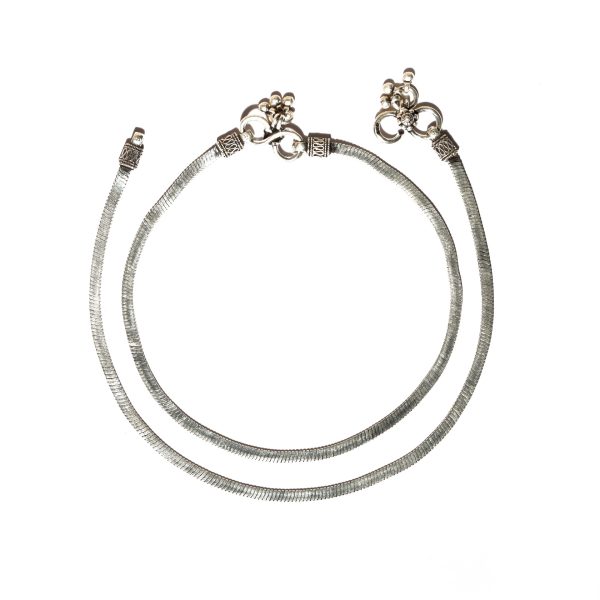 Silver 925 Sterling Silver Flat OXIDISED Anklet for Womens Girls handmade Anklet Payal