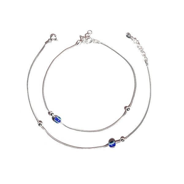 Silver 925 Sterling Silver Evil Eye Snake Chain Anklet for WomensGirls handmade Anklet Payal