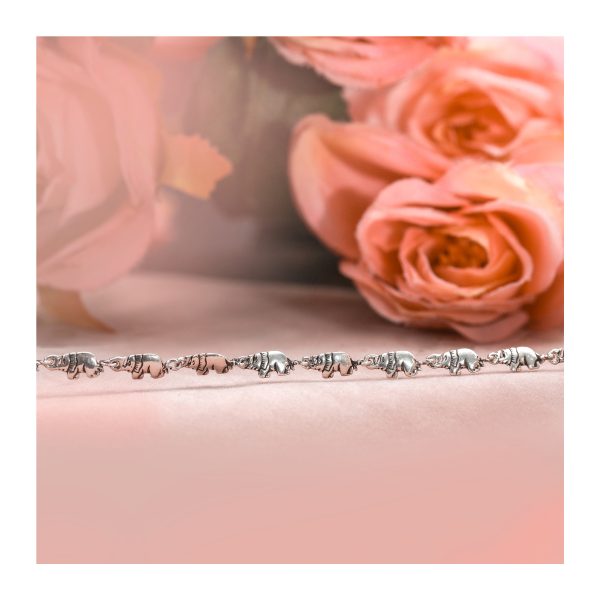 Elephant Bracelet 92.5 Sterling Silver Elephant flexible bracelet double sided for Girls  Women's Comfortable Durable