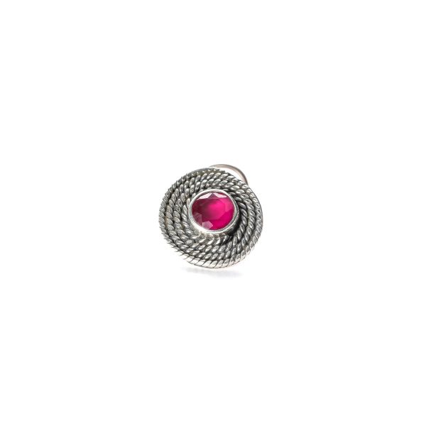 SILVER NOSE PIN WIRE NOSE PIN STERLING SILVER 925 SILVER RUBY STON NOSE PIN FOR GIRLS AND WOMENS