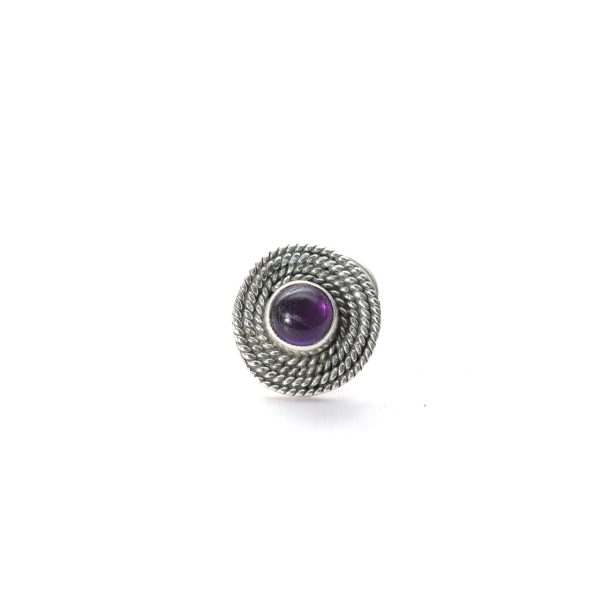 SILVER NOSE PIN WIRE NOSE PIN STERLING SILVER 925 SILVER AMETHYST STONE NOSE PIN FOR GIRLS AND WOMENS