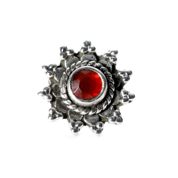 SILVER NOSE PIN WIRE NOSE PIN STERLING SILVER 925 SILVER RED ONYX STONE NOSE PIN FOR GIRLS AND WOMENS