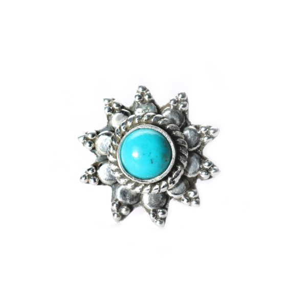 SILVER NOSE PIN WIRE NOSE PIN STERLING SILVER 925 SILVER FIROZA STONE NOSE PIN FOR GIRLS AND WOMENS