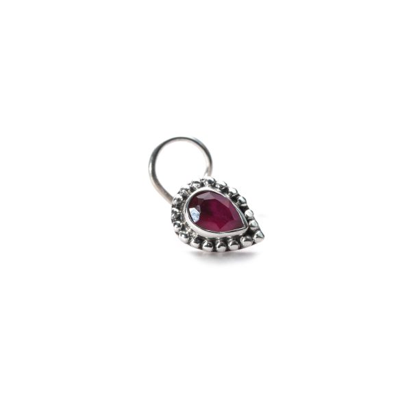 SILVER NOSE PIN WIRE NOSE PIN STERLING SILVER 925 SILVER RUBY STONE NOSE PIN FOR GIRLS AND WOMENS
