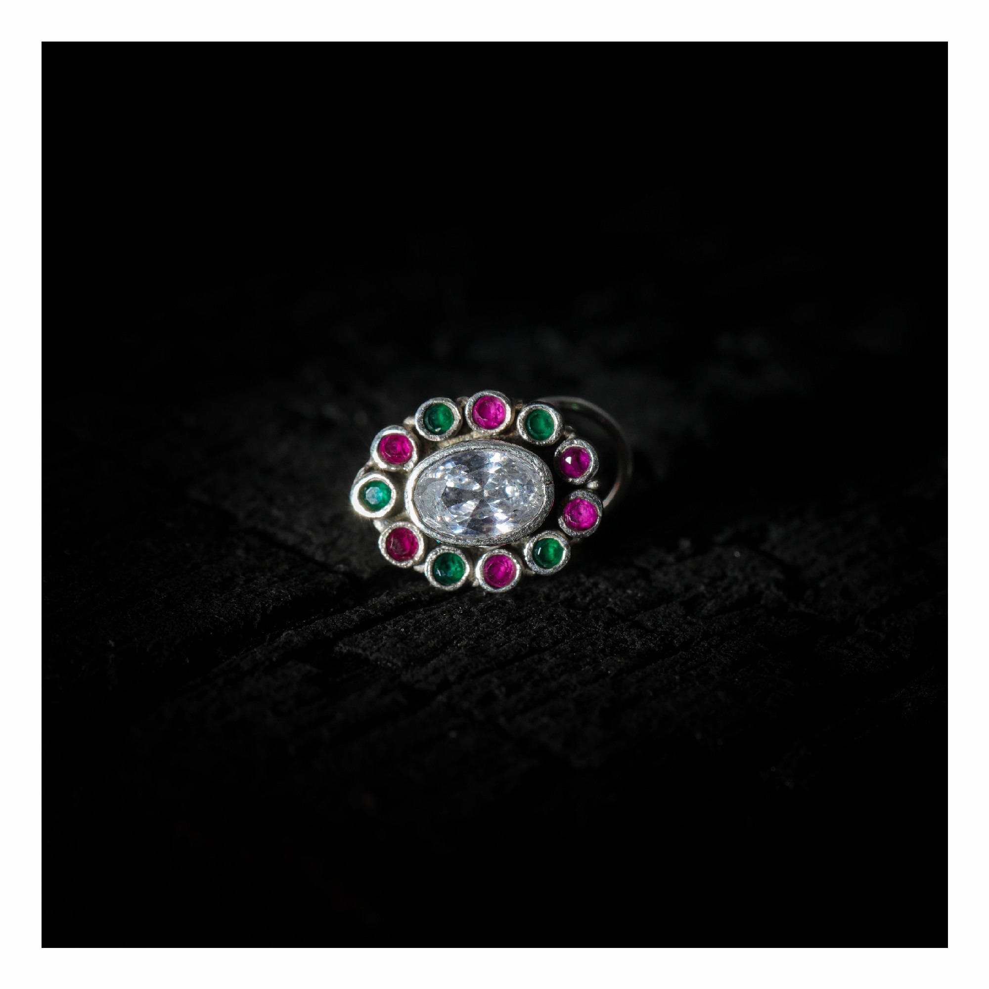 SILVER NOSE PIN WIRE NOSE PIN STERLING SILVER 925 SILVER MULTI COLOUR STONE NOSE PIN FOR GIRLS AND WOMENS - Image 4