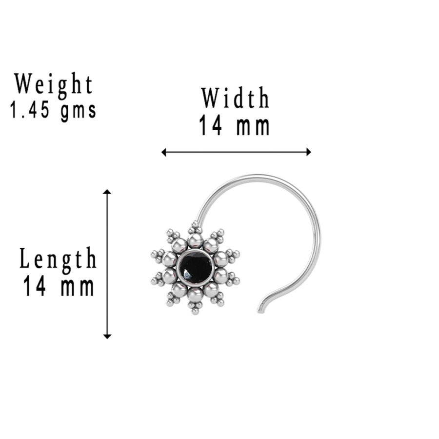 JSAJ BLACK ONYX STONE NOSEPIN WIRE NOSEPIN 925 STERLING SILVER FOR GIRLS WOMENS - Image 4