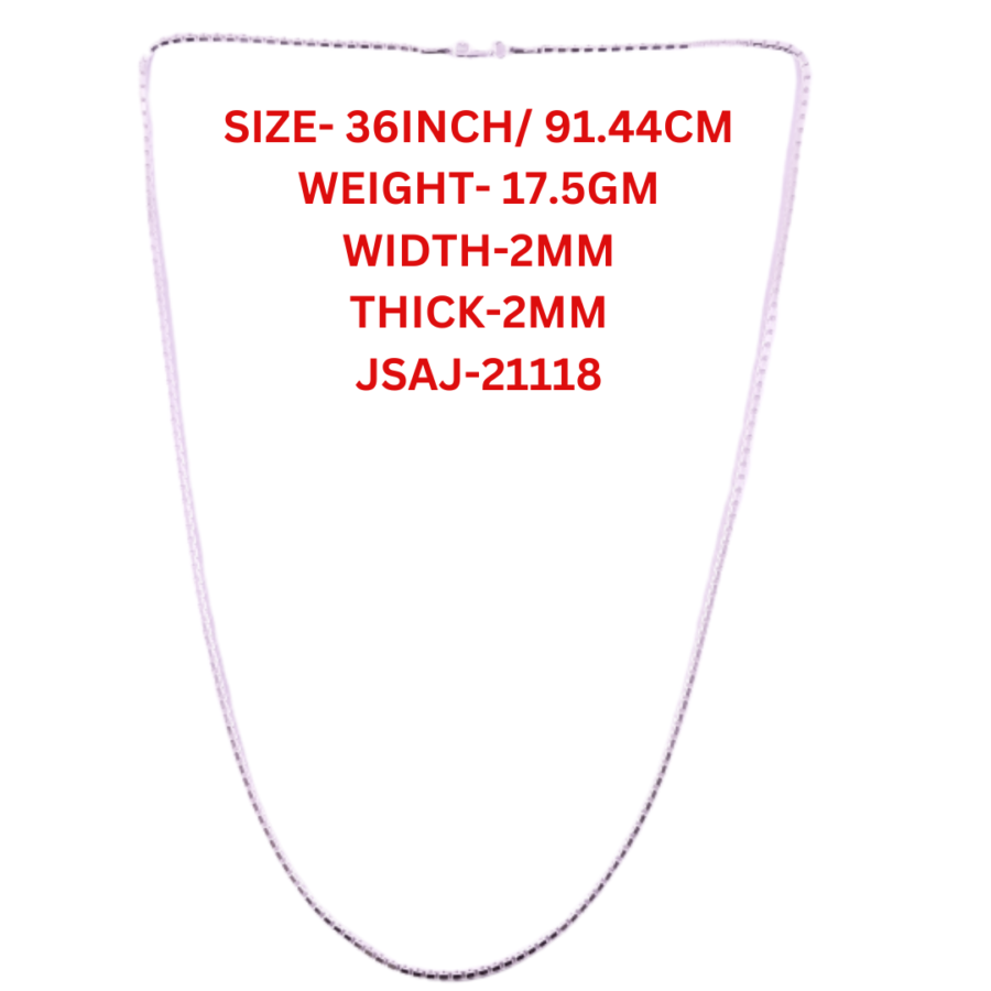36 INCHES 2MM SQUARE BOX CHAIN STERLING SILVER 92.5% STRONG DURABLE,THICK,COMFORTABLE CHAIN FOR MEN,S AND WOMEN'S IN PURE SILVER - Image 6