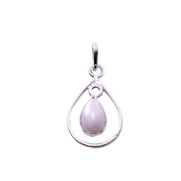 PEARL OR MOTI STONE HEART SHAPE BEZEL DESIGN OR SIMPLE DESIGN PENDANT IN 925 STERLING SILVER
